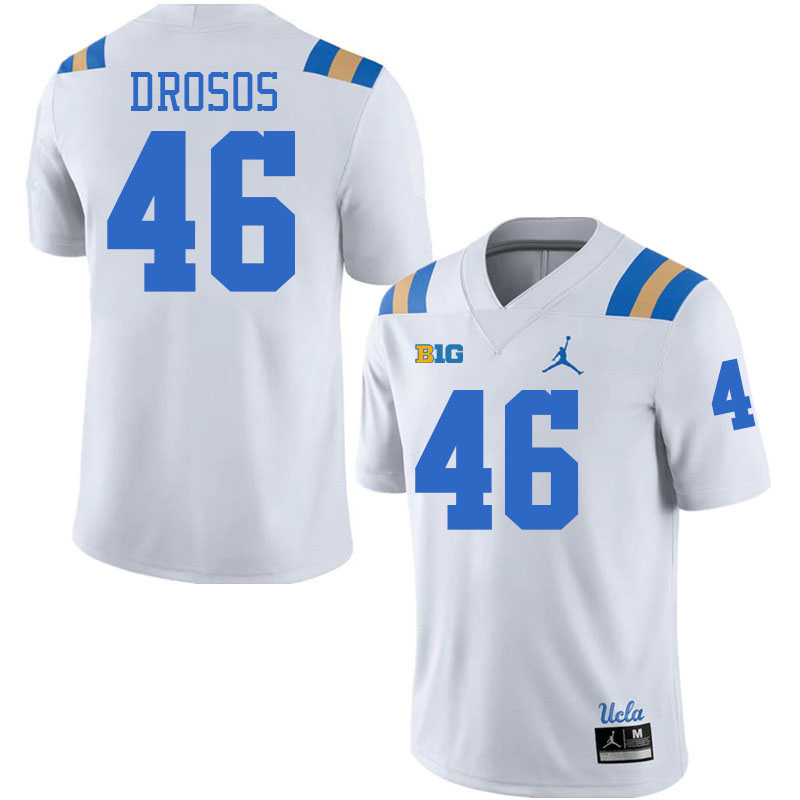 Men #46 Travis Drosos UCLA Bruins College Football Jerseys Stitched-White